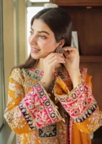Haseens Official | 4 Piece Embroidered Chiffon Long Kurta Set – Meena | Ready To Wear - Image 4