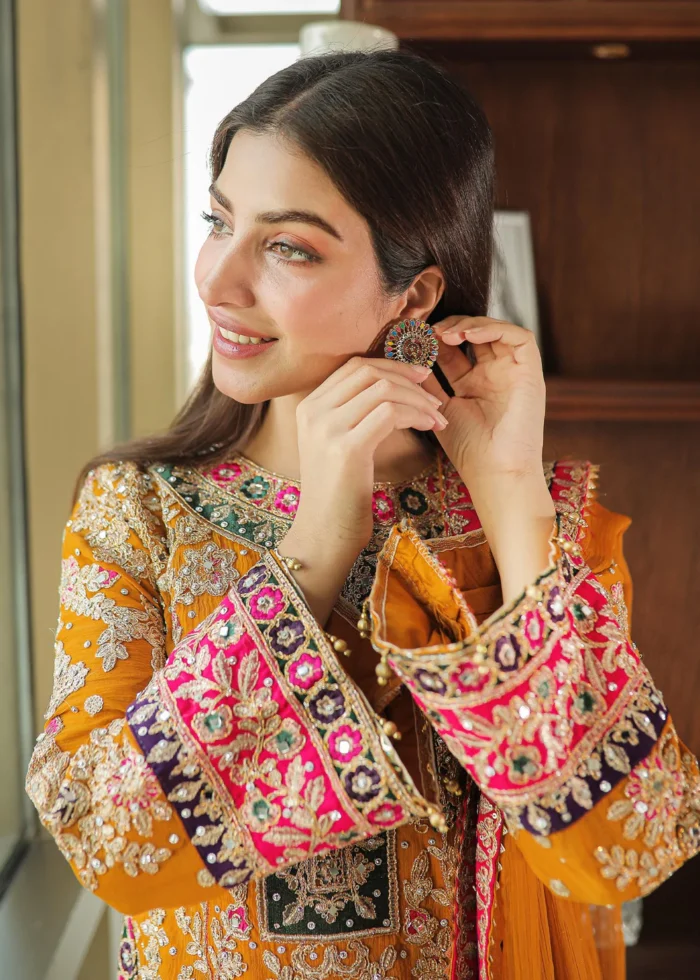 Haseens Official | 4 Piece Embroidered Chiffon Long Kurta Set – Meena | Ready To Wear - Image 4