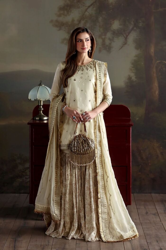 Vanya | 3 Piece Heavy Embroidered  Nikah Dress - LX-01 | Ready To Wear - Image 2