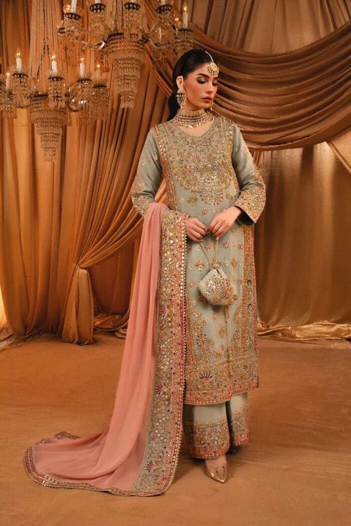Haseens Official | 4 Piece  Embroidered Chiffon Long kurta - Sahar | Ready To Wear - Image 8