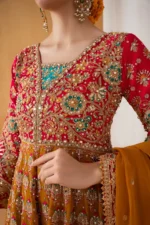 Haseens Official | 4 Piece Multi Color Embroidered Chiffon Anarkali Maxi  –  Satrangi | Ready To Wear - Image 2