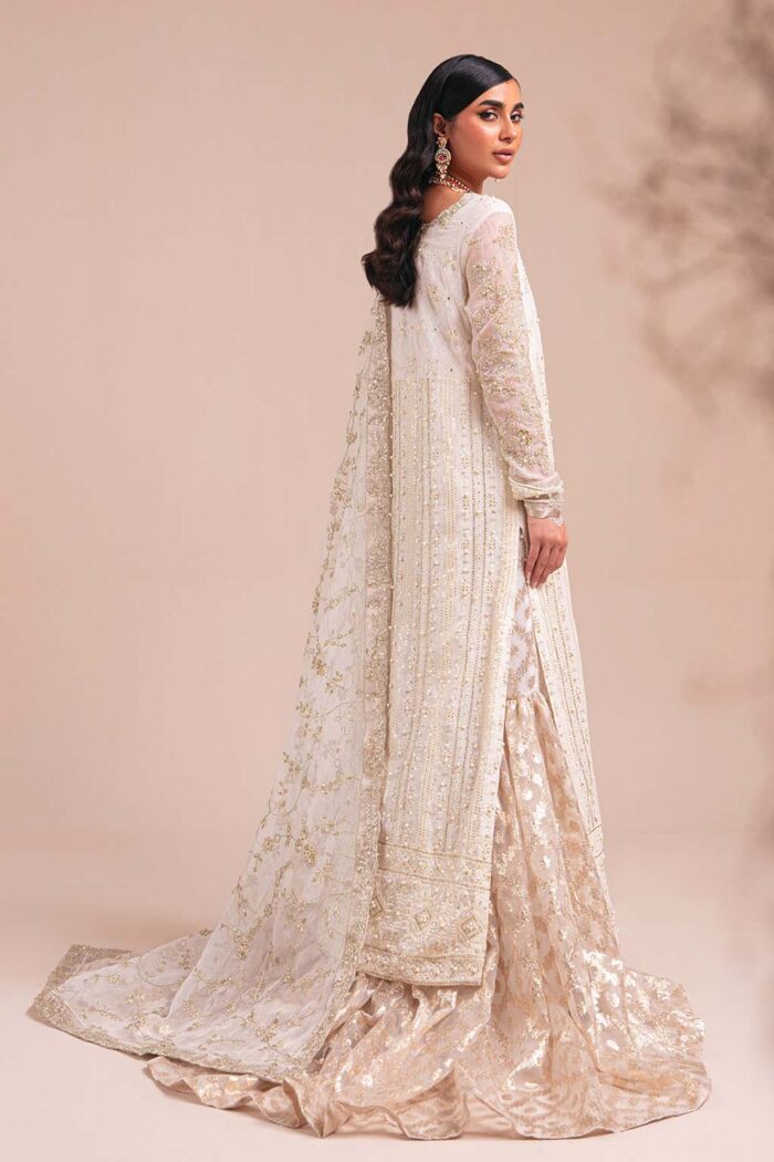 Vanya | 4 Piece Luxury Embroidered Farshi Gharara Dress - MS-14R | Ready To Wear - Image 3