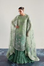 Vanya | 3 Piece Embroidered Chiffon Shirt With Crushed Sharara - LX-05 | Ready To Wear - Image 3