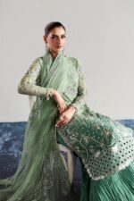 Vanya | 3 Piece Embroidered Chiffon Shirt With Crushed Sharara - LX-05 | Ready To Wear - Image 5