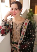 Haseens Official | Mehnaaz 4 Piece Black Chiffon Long Kurta Set with Dupatta & Potli | Ready To Wear - Image 5
