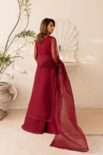 Vanya | 3 Piece Deep Maroon Embroidered Gown with Silk Maxi - VR-05 | Ready To Wear - Image 6