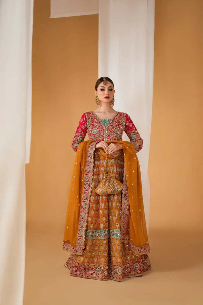 Haseens Official | 4 Piece Multi Color Embroidered Chiffon Anarkali Maxi  –  Satrangi | Ready To Wear - Image 3