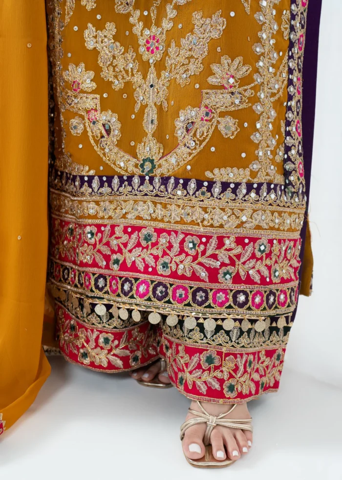 Haseens Official | 4 Piece Embroidered Chiffon Long Kurta Set – Meena | Ready To Wear - Image 11