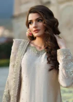 Haseens Official | 3 Piece Champagne Beige Silk Charmeuse Straight Kurta Set –  Mahrani | Ready To Wear - Image 2