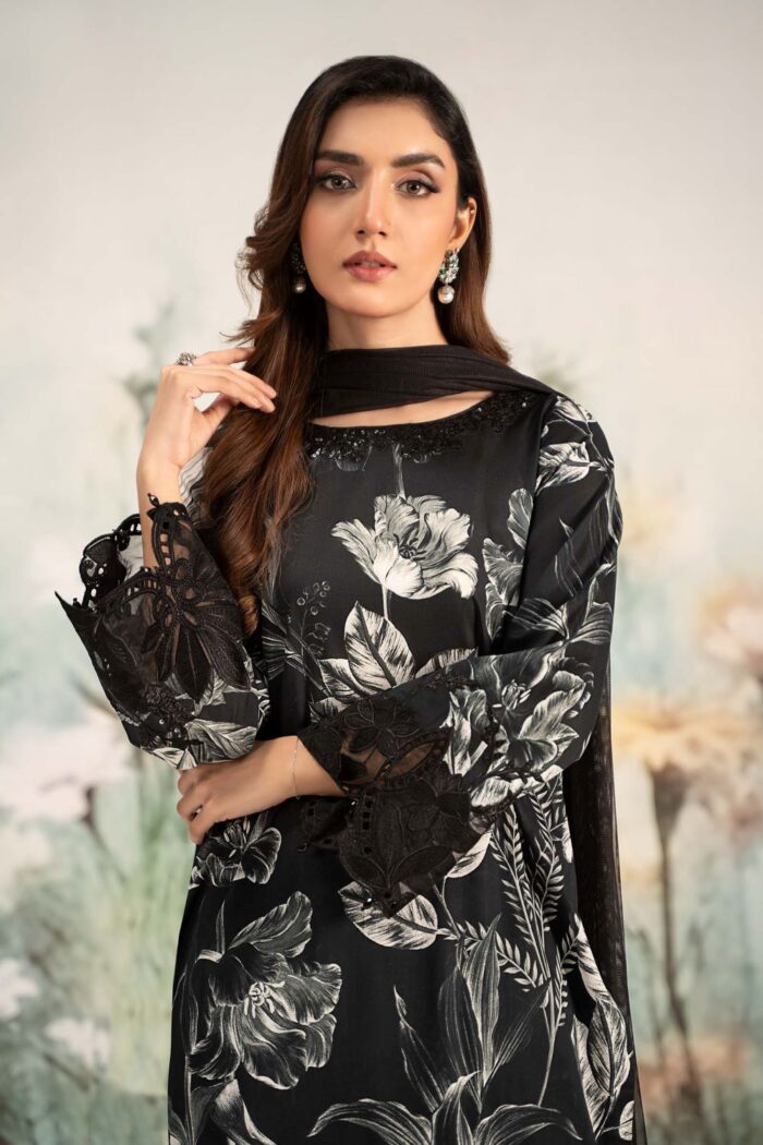 MARIA.B | 3 Piece Printed Lawn Suit | DW-EF25-29R1-Black Printed | Ready To Wear - Image 2