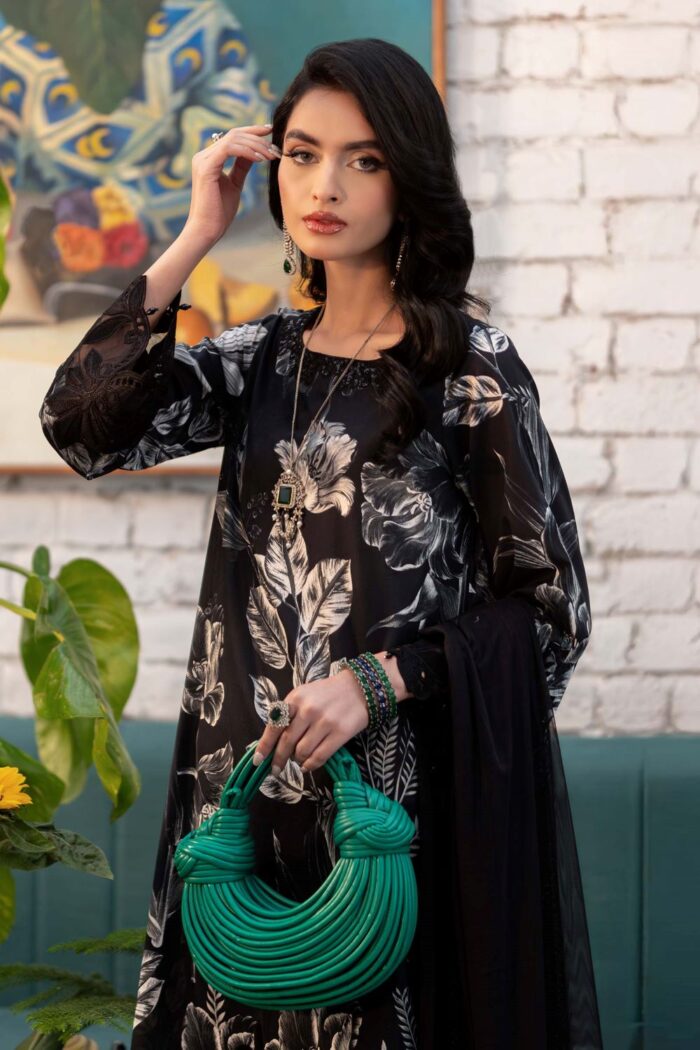 MARIA.B | 3 Piece Printed Lawn Suit | DW-EF25-29R1-Black Printed | Ready To Wear - Image 4