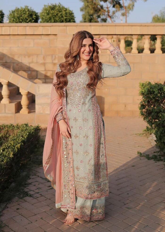 Haseens Official | 4 Piece  Embroidered Chiffon Long kurta - Sahar | Ready To Wear - Image 4