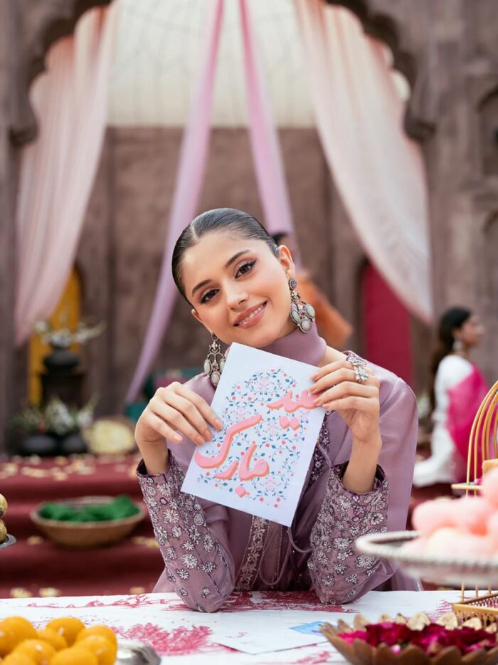 Ally's Official | 3 Piece Spangle Embroidered Silk Suit with Organza Dupatta & Palazzo | LAILA VX-152 | Ready To Wear - Image 6