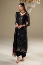 Khuda Baksh| 3 Piece Crinkle Chiffon Embellished Shalwar Set with Silk Dupatta | P-296 | Ready To Wear - Image 3
