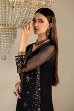 Khuda Baksh| 3 Piece Crinkle Chiffon Embellished Shalwar Set with Silk Dupatta | P-296 | Ready To Wear - Image 6
