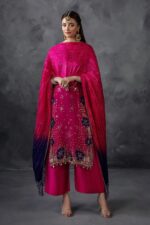 Khuda Baksh | 3 Piece Magenta Crinkle Chiffon Embellished Shalwar Set with Silk Dupatta | P-296 | Ready To Wear - Image 5