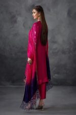 Khuda Baksh | 3 Piece Magenta Crinkle Chiffon Embellished Shalwar Set with Silk Dupatta | P-296 | Ready To Wear - Image 10