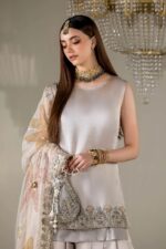 Khuda Baksh| 4 Piece Gloss Silk Sharara Set with Organza Dupatta & Pouch | P-299 | Ready To Wear - Image 4