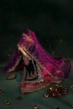 Khuda Baksh| 3 Piece Black & Zinc Hand Embroidered Crinkle Chiffon Sharara Set | P-306 | Ready To Wear - Image 13