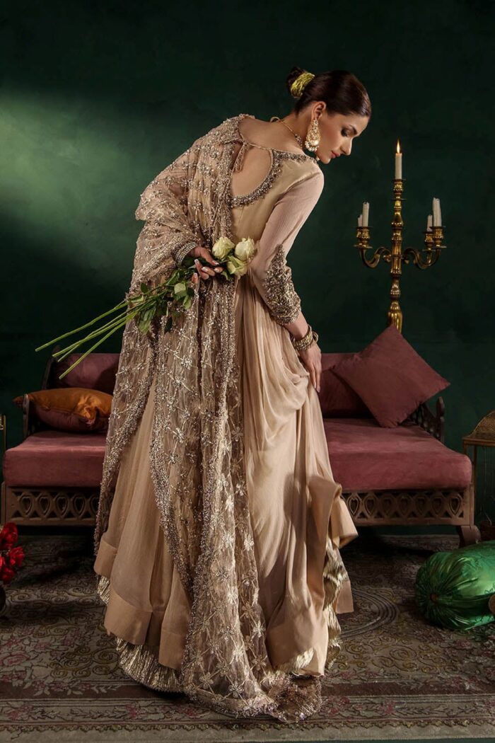 Khuda Baksh| Hand Embroidered Chiffon Sharara Set | P-307 Pastel Pink | Ready To Wear - Image 9