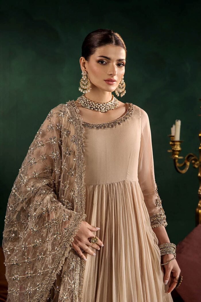 Khuda Baksh| Hand Embroidered Chiffon Sharara Set | P-307 Pastel Pink | Ready To Wear - Image 3