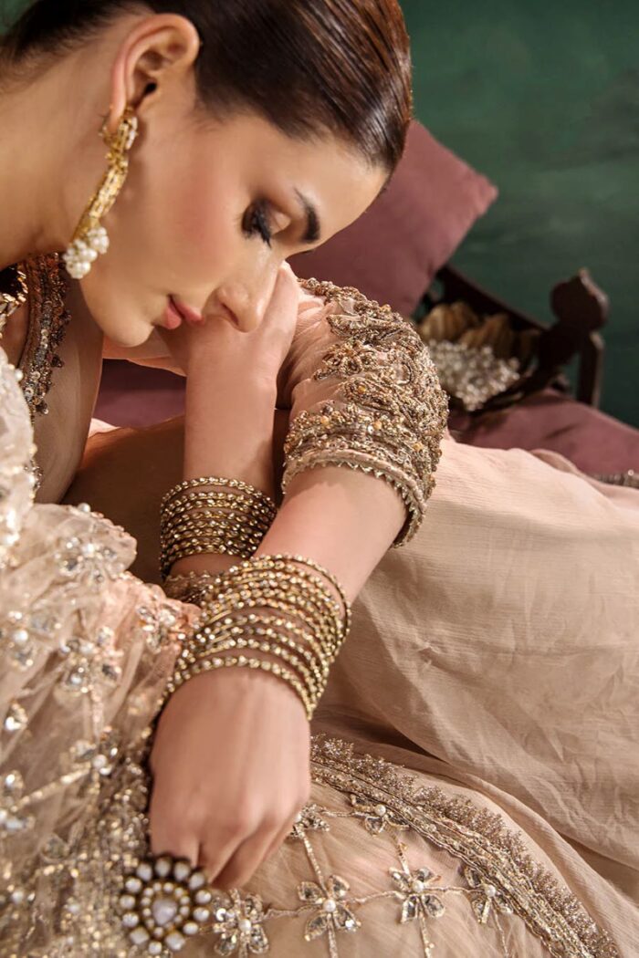Khuda Baksh| Hand Embroidered Chiffon Sharara Set | P-307 Pastel Pink | Ready To Wear - Image 11