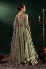 Khuda Baksh| Hand Embroidered Chiffon Sharara Set | P-307 Olive | Ready To Wear - Image 8