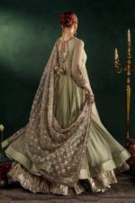 Khuda Baksh| Hand Embroidered Chiffon Sharara Set | P-307 Olive | Ready To Wear - Image 9