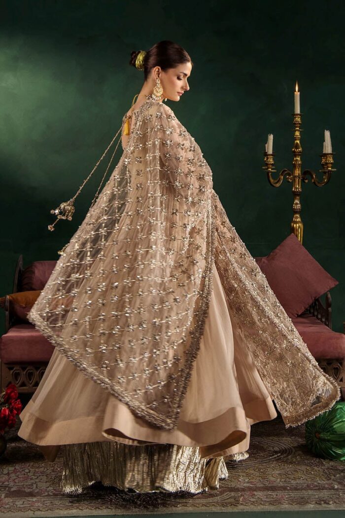 Khuda Baksh| Hand Embroidered Chiffon Sharara Set | P-307 Pastel Pink | Ready To Wear - Image 5