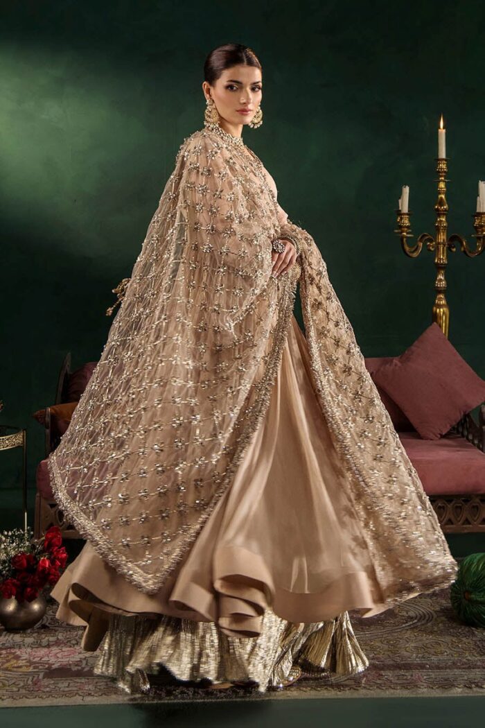 Khuda Baksh| Hand Embroidered Chiffon Sharara Set | P-307 Pastel Pink | Ready To Wear - Image 6