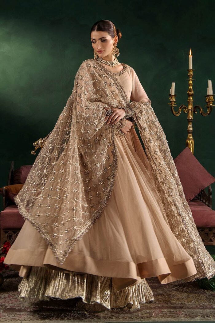 Khuda Baksh| Hand Embroidered Chiffon Sharara Set | P-307 Pastel Pink | Ready To Wear - Image 7