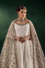 Khuda Baksh| Hand Embroidered Chiffon Sharara Set | P-307 White | Ready To Wear - Image 2