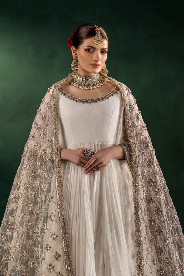 Khuda Baksh| Hand Embroidered Chiffon Sharara Set | P-307 White | Ready To Wear - Image 2
