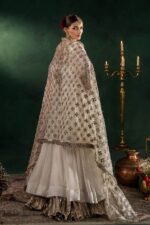 Khuda Baksh| Hand Embroidered Chiffon Sharara Set | P-307 White | Ready To Wear - Image 6