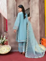 Ally's Official | 3 Piece Sequin Embroidered Silk Suit with Organza Dupatta & Palazzo | RAHA VX-148 | Ready To Wear - Image 9