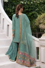MARIA.B | 3 Piece Embroidered Raw Silk Suit | SF-EA23-18R1-Ferozi | Ready To Wear - Image 4