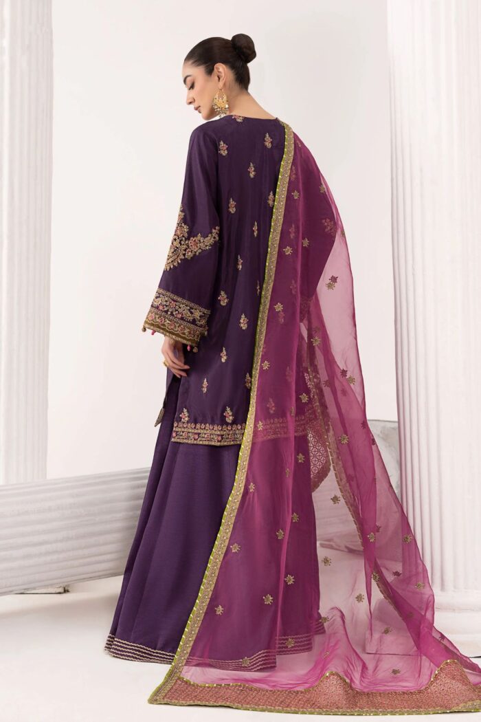 MARIA.B | 3 Piece Embroidered Raw Silk Suit | SF-EF26-07 | Ready To Wear - Image 8