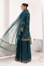 MARIA.B | 3 Piece Embroidered Raw Silk Suit | SF-EF26-07-Teal | Ready To Wear - Image 6