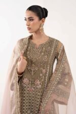 MARIA.B | 3 Piece Embroidered Organza Suit | SF-EF26-10-Coffee | Ready To Wear - Image 3