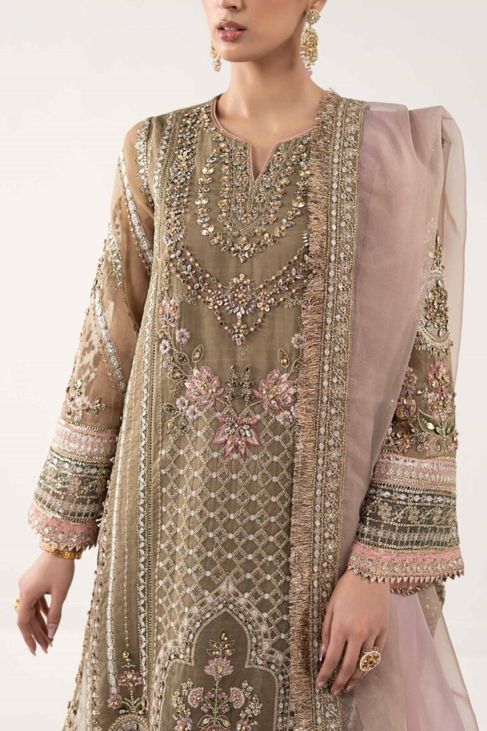MARIA.B | 3 Piece Embroidered Organza Suit | SF-EF26-10-Coffee | Ready To Wear - Image 4