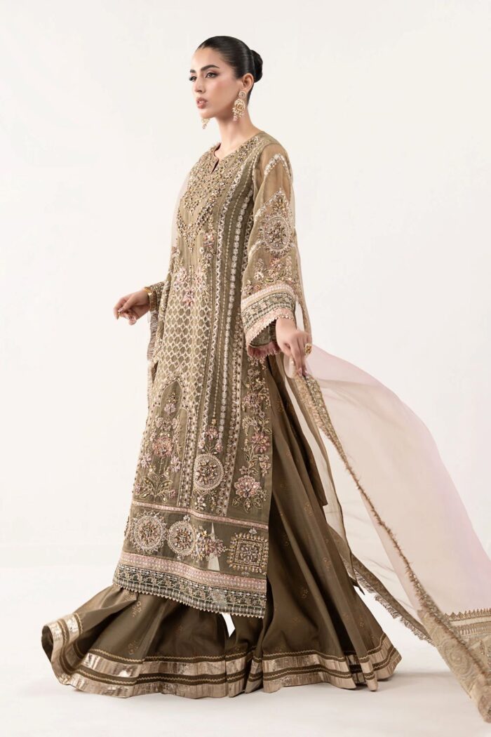 MARIA.B | 3 Piece Embroidered Organza Suit | SF-EF26-10-Coffee | Ready To Wear - Image 6