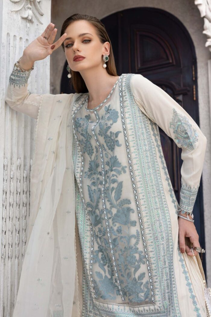 MARIA.B | 3 Piece Embroidered Organza Suit | SF-EF26-39-Off White | Ready To Wear - Image 4