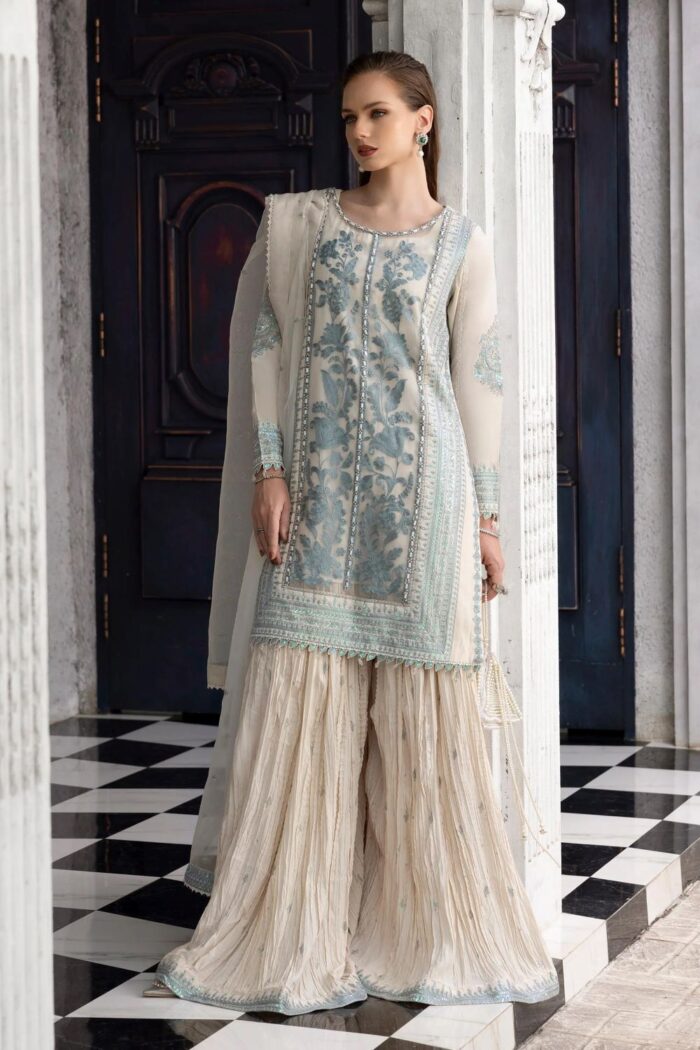 MARIA.B | 3 Piece Embroidered Organza Suit | SF-EF26-39-Off White | Ready To Wear - Image 6