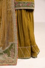MARIA.B | 3 Piece Embroidered Raw Silk Suit | SF-W25-10-Olive Green | Ready To Wear - Image 6