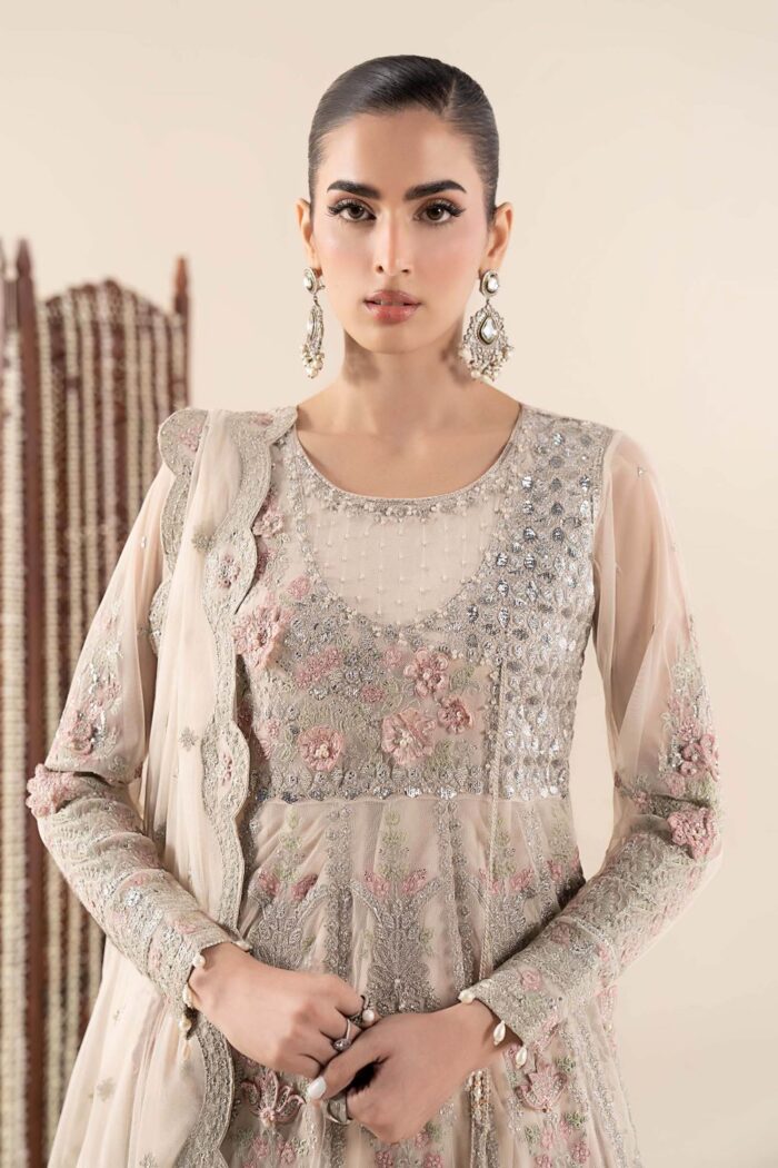 MARIA.B | 3 Piece Embroidered Net Suit | SF-W25-28-Ivory | Ready To Wear - Image 3