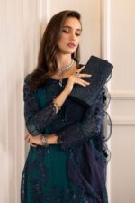 MARIA.B | 3 Piece Embroidered Chiffon Suit | SF-EF26-14-Teal | Ready To Wear - Image 2