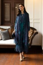 MARIA.B | 3 Piece Embroidered Chiffon Suit | SF-EF26-14-Teal | Ready To Wear - Image 5