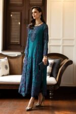 MARIA.B | 3 Piece Embroidered Chiffon Suit | SF-EF26-14-Teal | Ready To Wear - Image 6