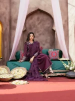 Ally's Official | 3 Piece Embroidered Silk Suit with Embossed Organza Dupatta & Palazzo | VIRSA VX-151 | Ready To Wear - Image 8