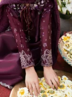 Ally's Official | 3 Piece Embroidered Silk Suit with Embossed Organza Dupatta & Palazzo | VIRSA VX-151 | Ready To Wear - Image 7